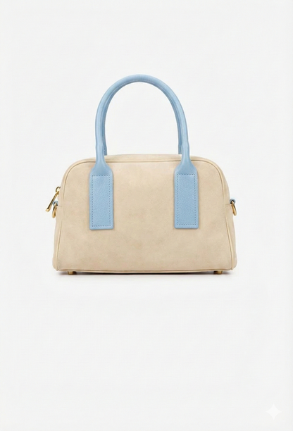 Structured Handbag in Genuine Suede Leather - Made in Italy - Art. 25385