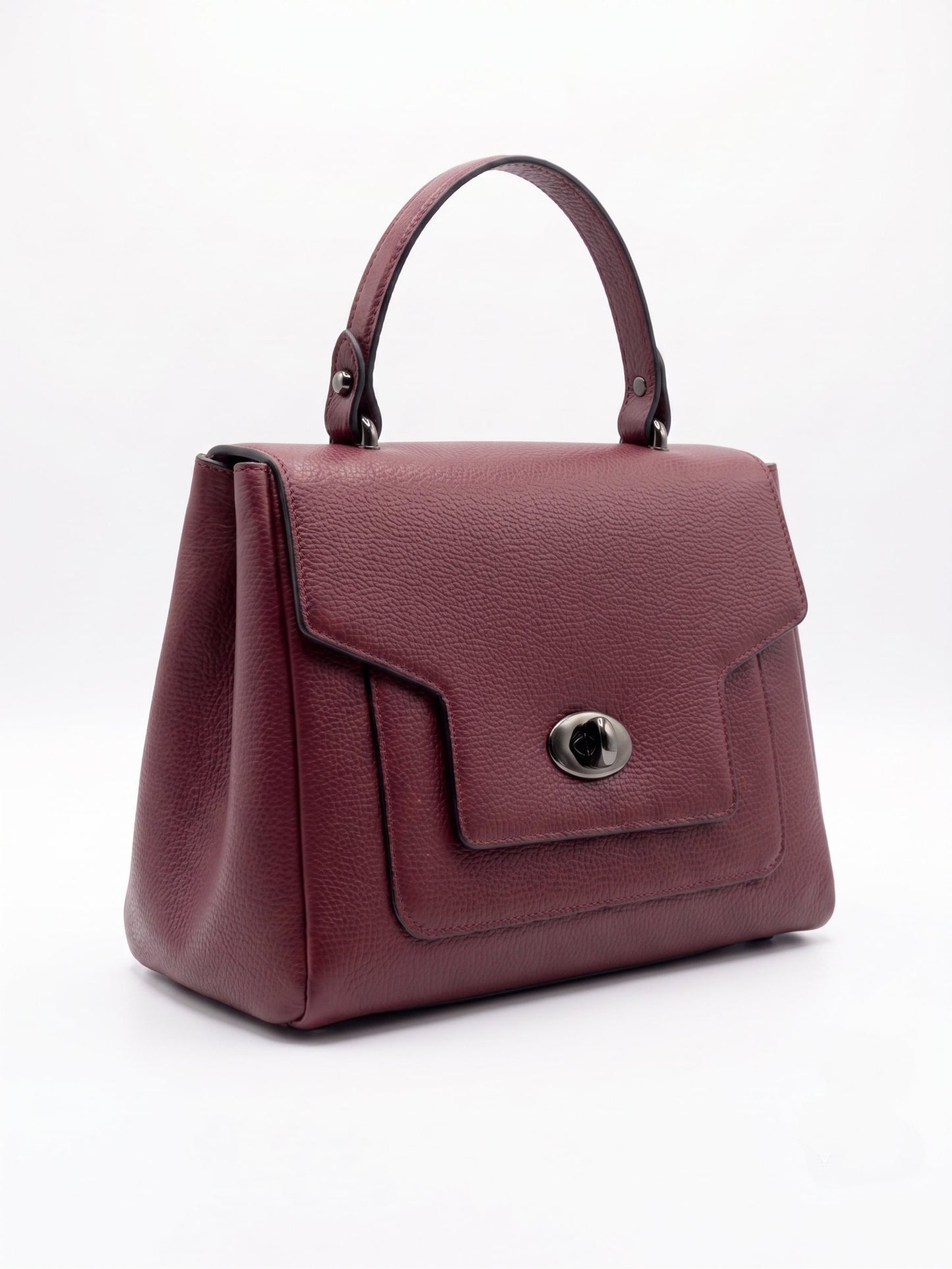 Structured Handbag and Shoulder Bag in Genuine Dollaro Leather - Made in Italy - Art. 26138