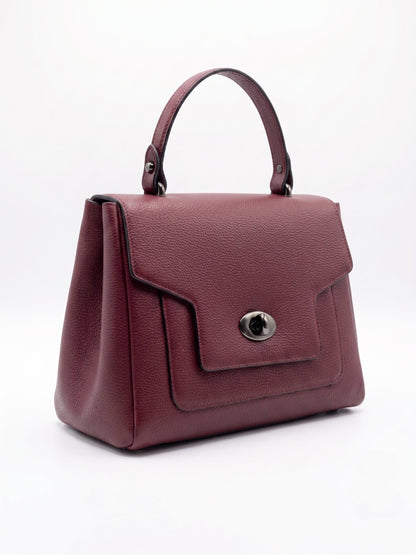 Structured Handbag and Shoulder Bag in Genuine Dollaro Leather - Made in Italy - Art. 26138