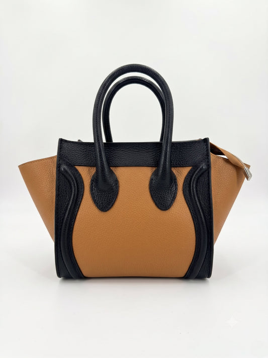 Structured Handbag in Genuine Dollaro Leather - Made in Italy - Art. 26124