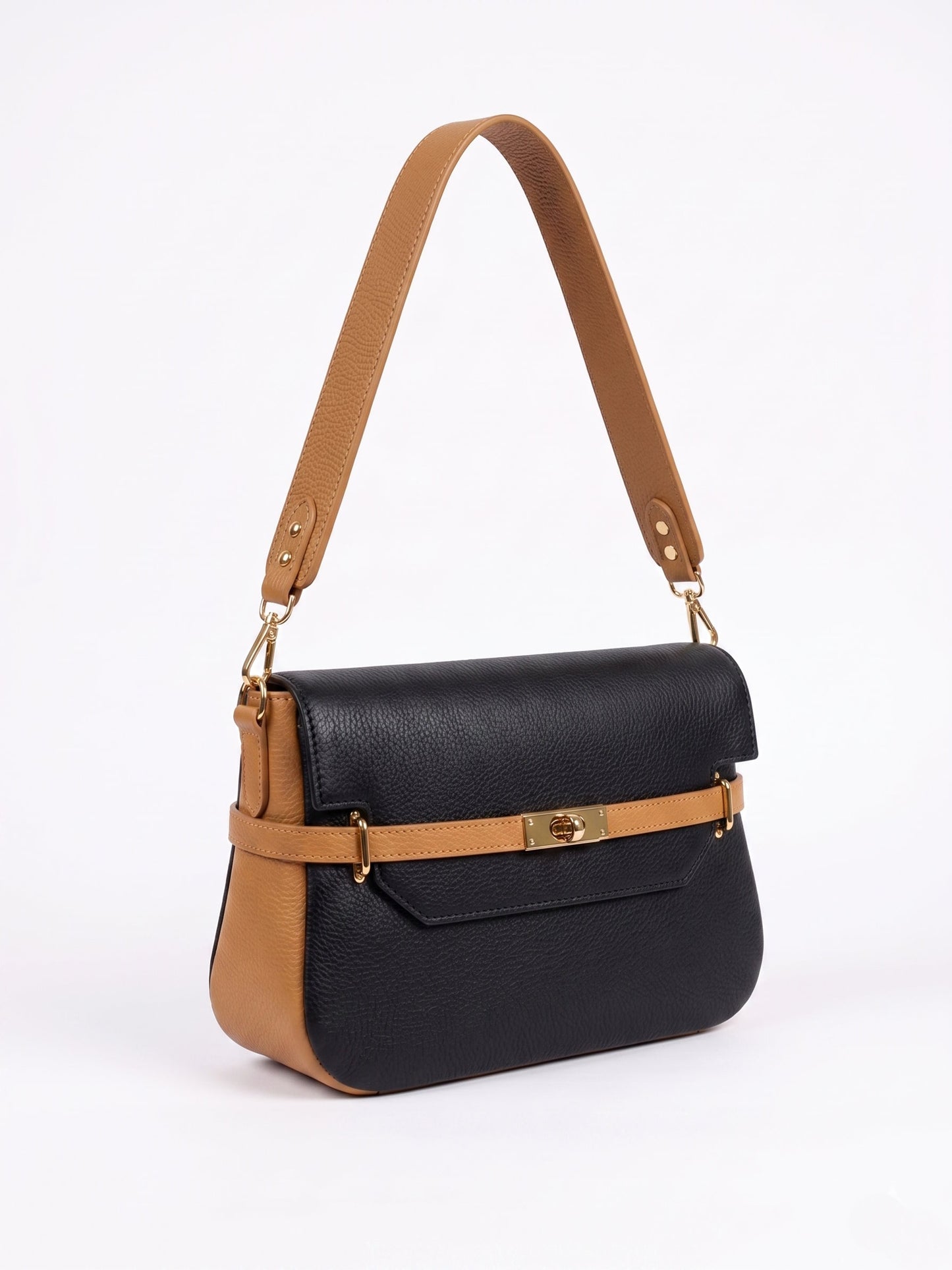 Structured Shoulder Bag in Genuine Dollaro Leather - Made in Italy - Art. 26102