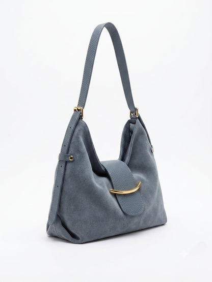 Soft Shoulder Bag in Genuine Suede Leather - Made in Italy - Art. 26137