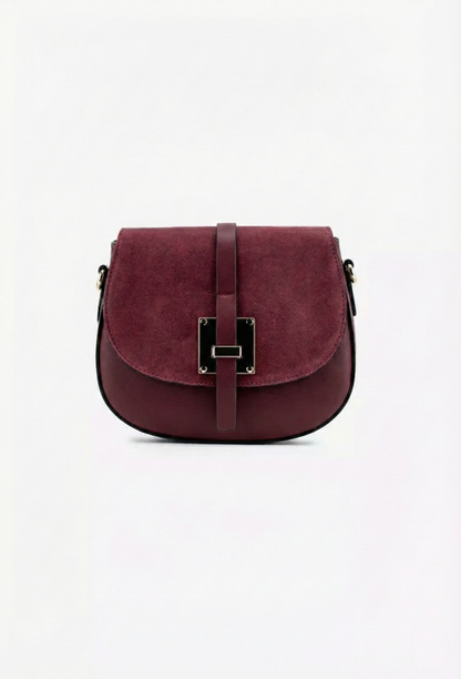 Structured Crossbody Bag in Genuine Suede and Dollar Leather - Made in Italy - 25373
