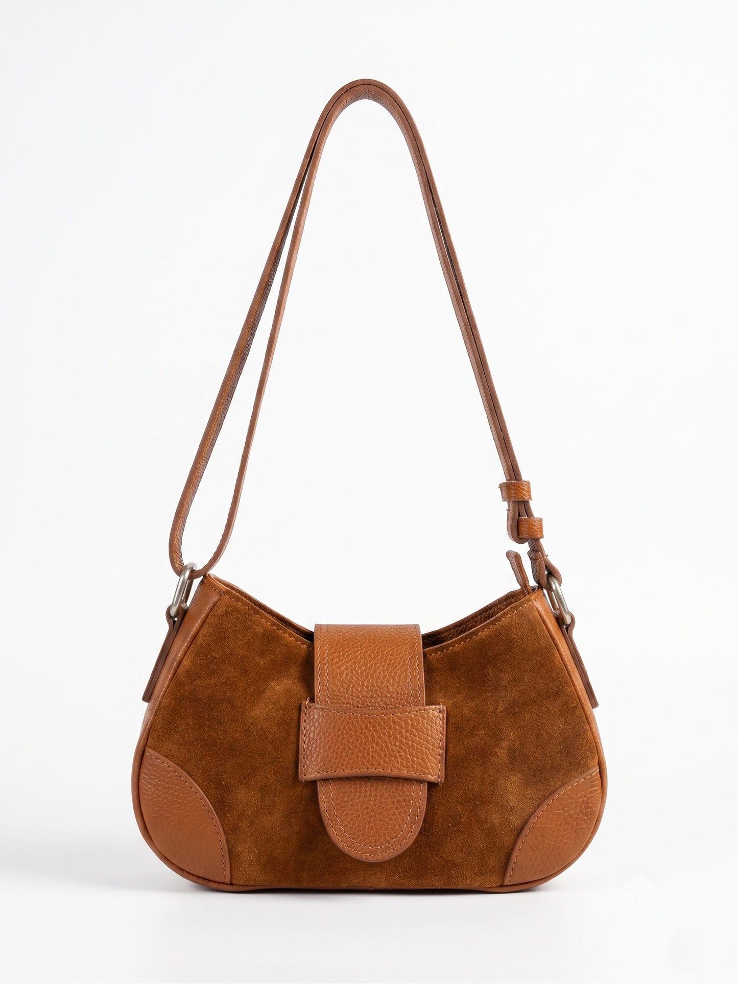 Soft Shoulder Bag in Genuine Suede and Dollaro Leather - Made in Italy - Art. 26119