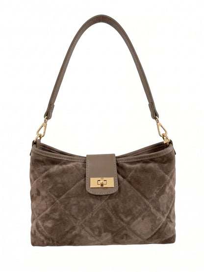 Soft Handbag in Genuine Suede Leather - Made in Italy - Art. 26125