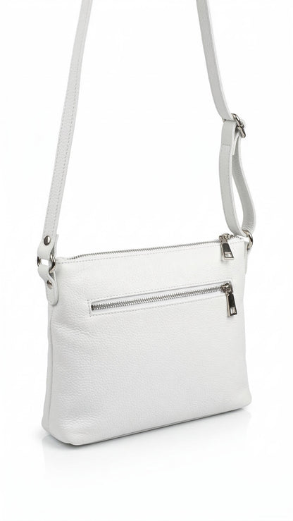 Soft Crossbody Bag in Genuine Dollaro and Croco Leather - Made in Italy - 26067