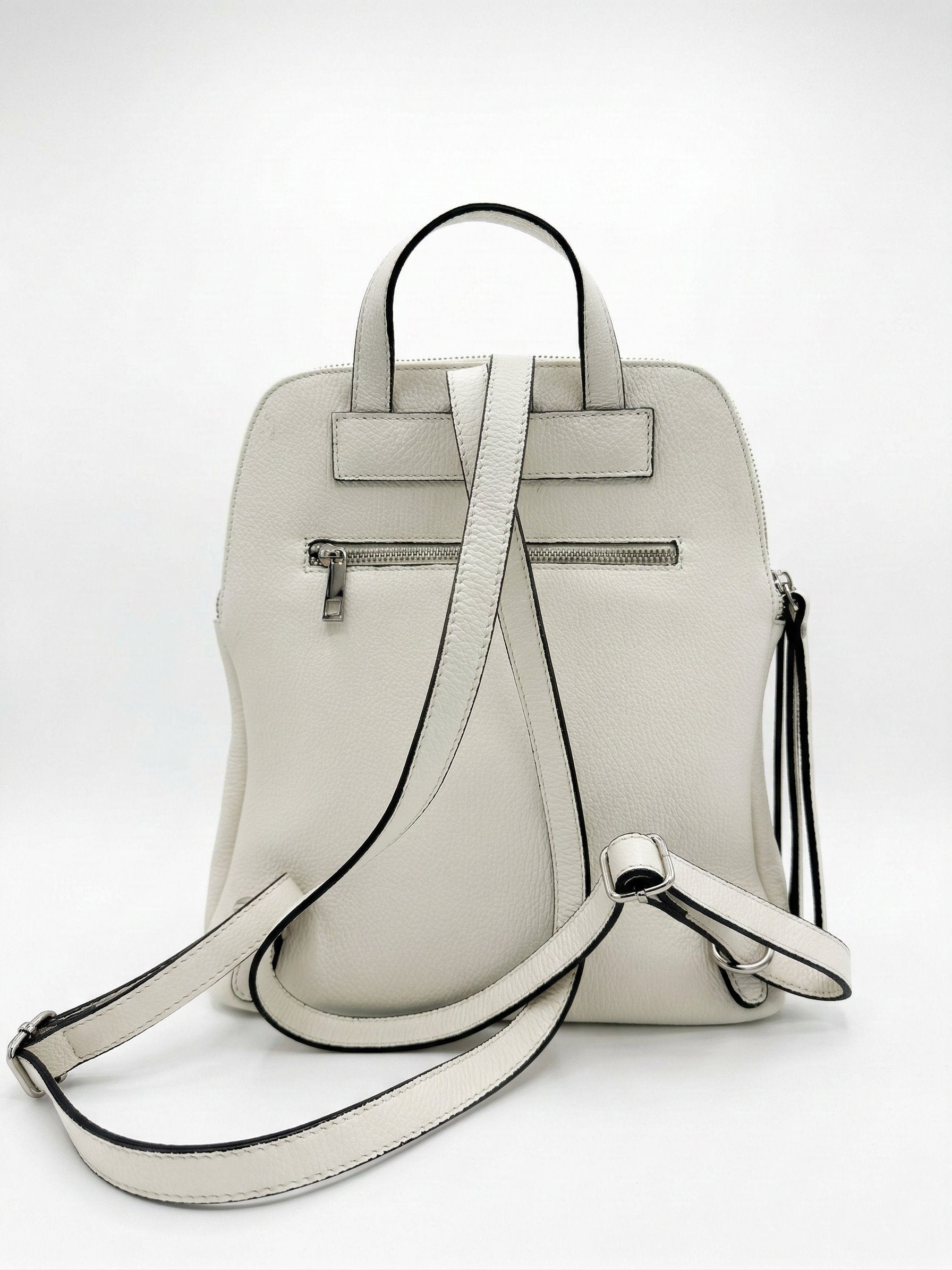 Structured Backpack in Genuine Dollaro Leather - Made in Italy