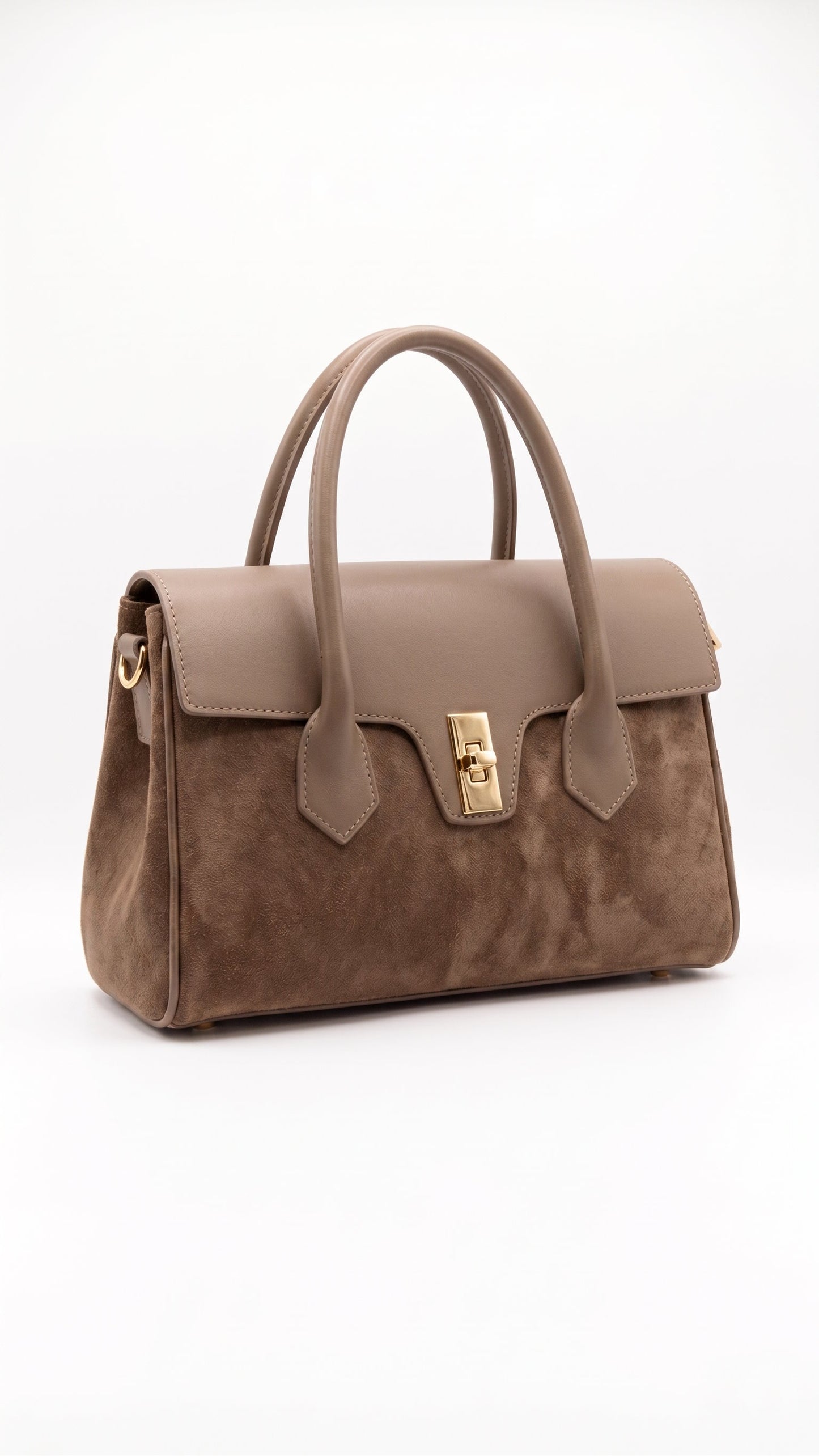 Structured Handbag in Genuine Dollaro and Suede Leather - Made in Italy - Art. 26098