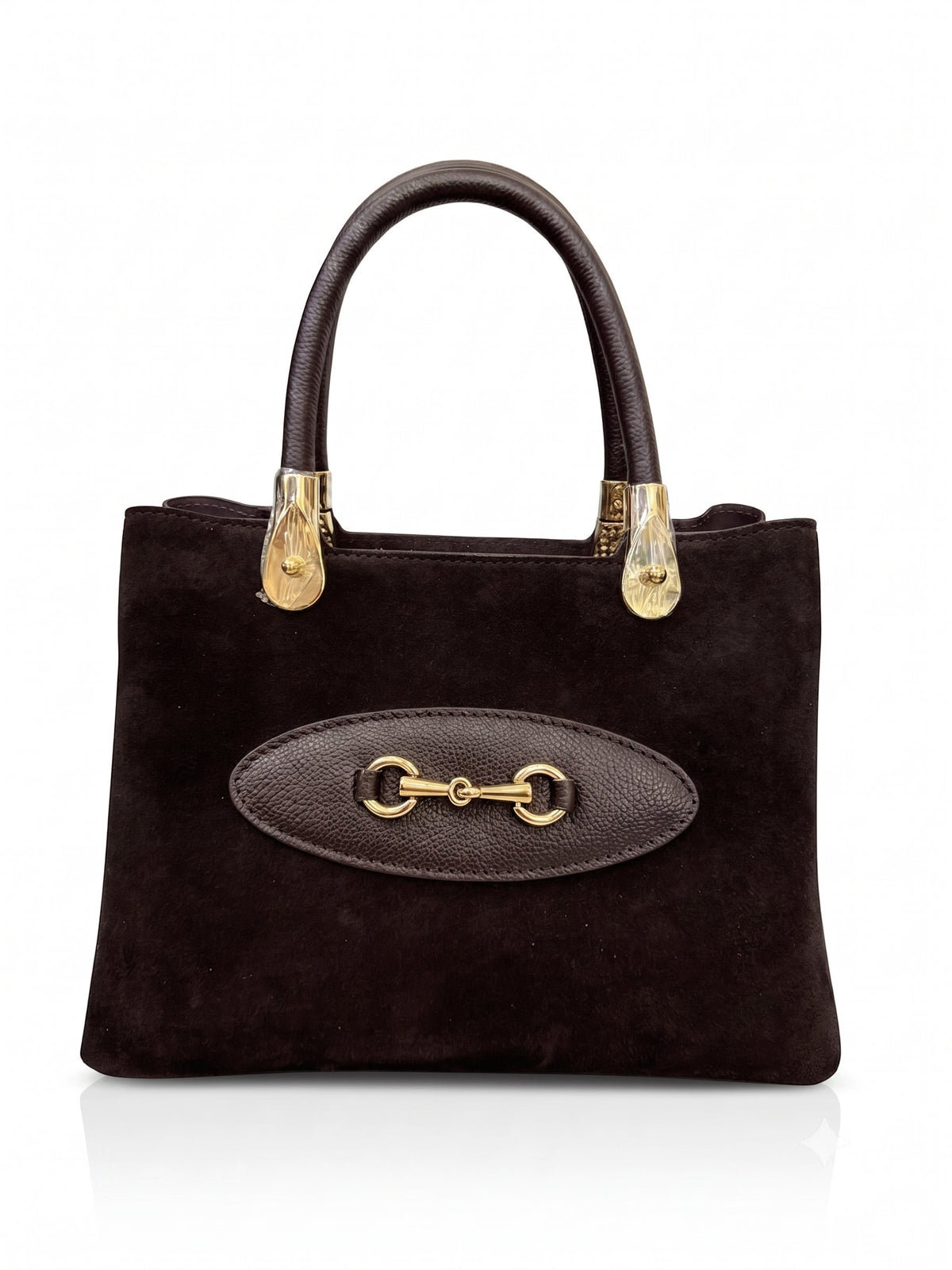Structured Handbag in Genuine Suede and Dollaro Leather - Made in Italy - Art. 26130