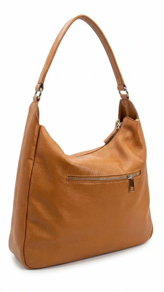 Soft Shoulder Bag in Genuine Dollaro Leather - Made in Italy - Art. 26064