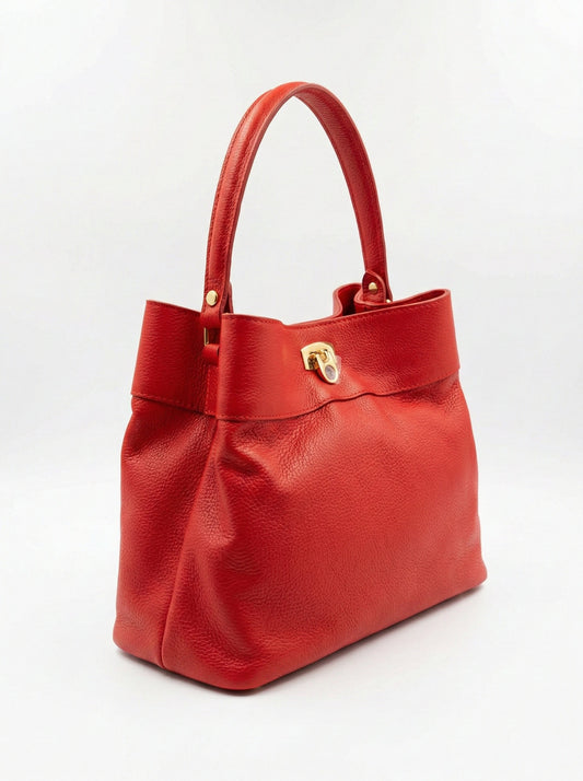 Soft Handbag in Genuine Dollaro Leather - Made in Italy - Art. 26060