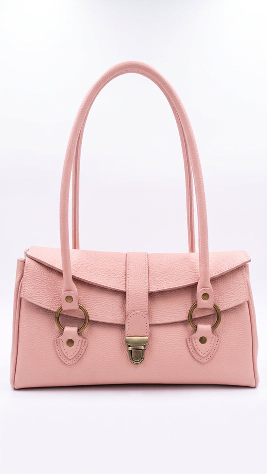 Structured Shoulder Bag in Genuine Dollaro Leather - Made in Italy - Art. 26116