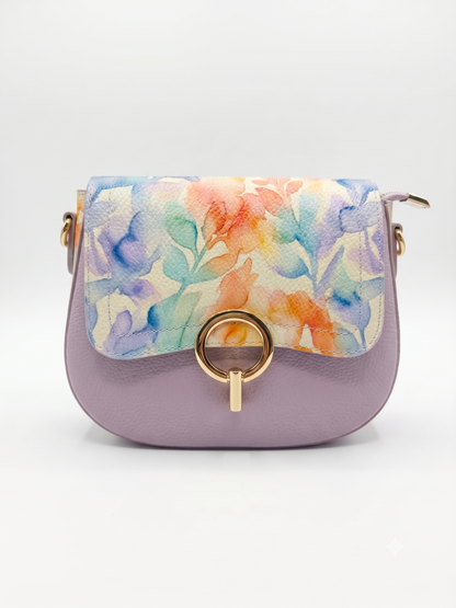 Structured Crossbody Bag in Genuine Dollaro and Savage Leather - Made in Italy - Art. 26122