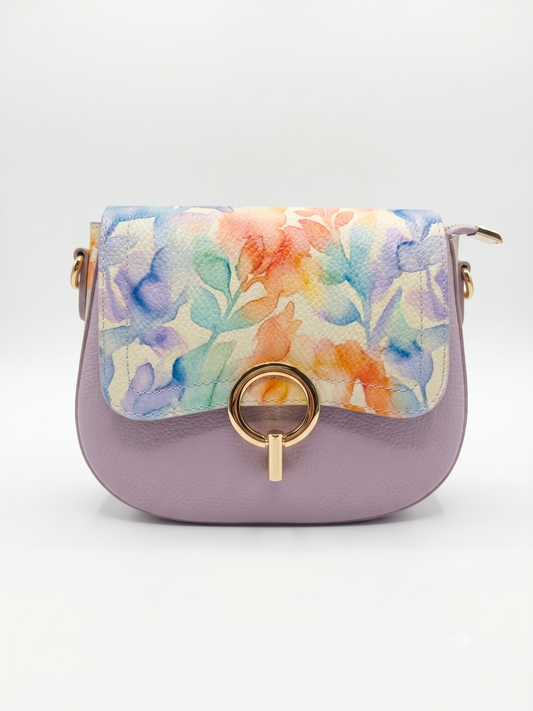 Structured Crossbody Bag in Genuine Dollaro and Savage Leather - Made in Italy - Art. 26122