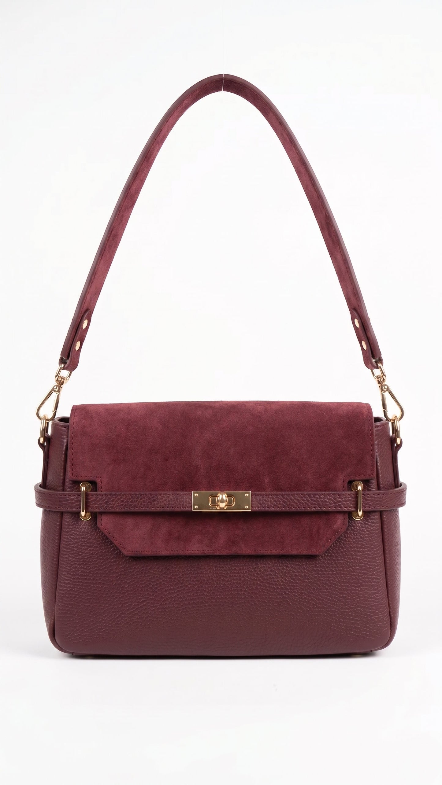 Structured Handbag in Genuine Dollaro and Suede Leather - Made in Italy - Art. 26096