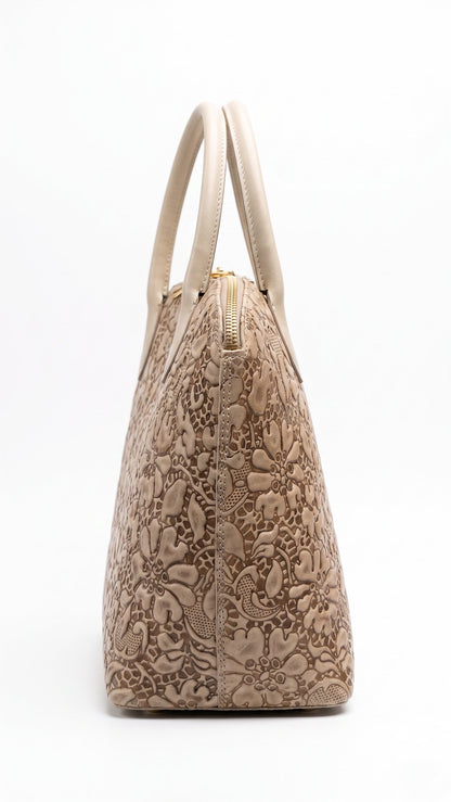 Structured Handbag in Genuine Printed Suede Leather - Made in Italy - Art. 26106