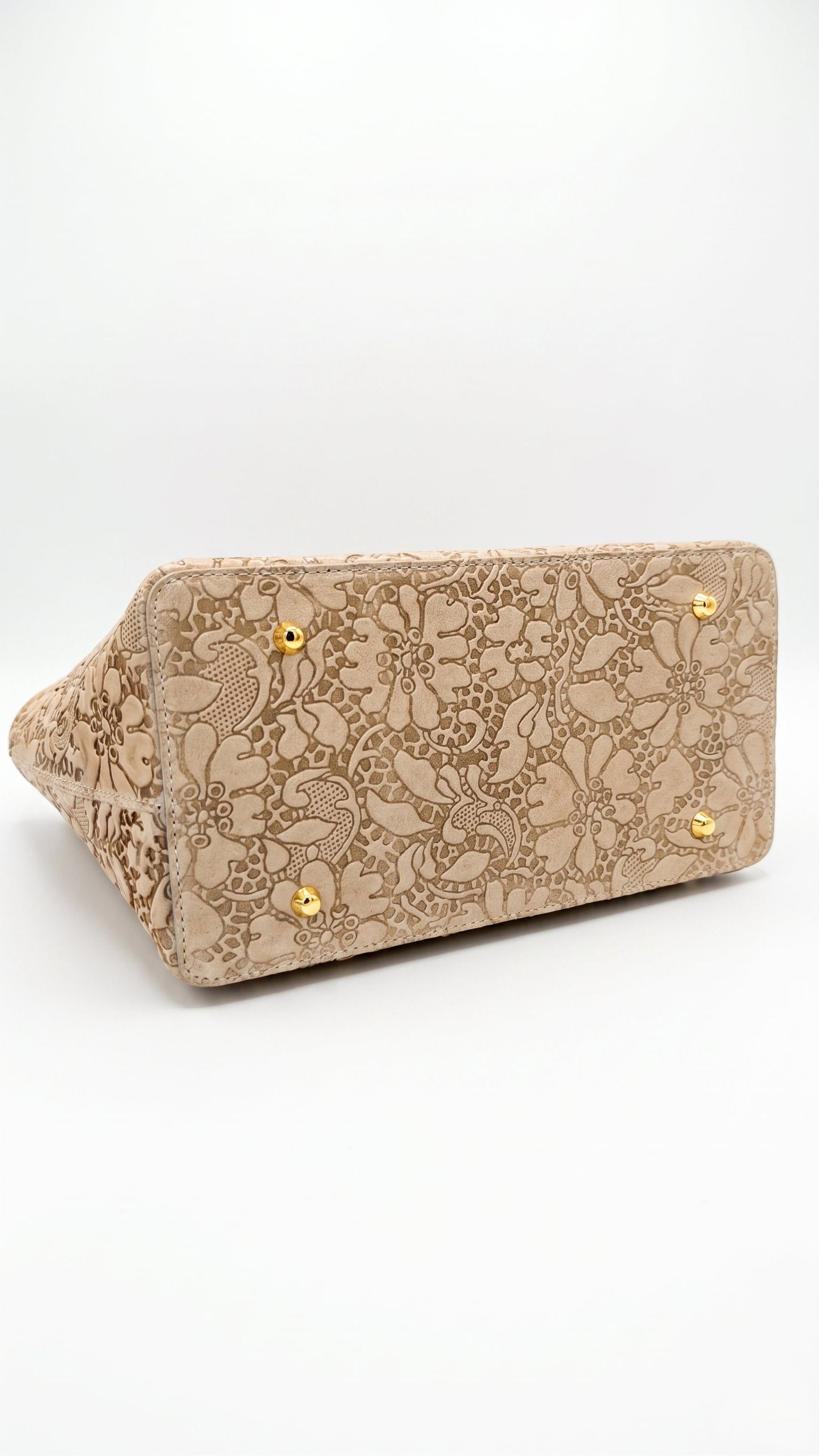 Structured Handbag in Genuine Printed Suede Leather - Made in Italy - Art. 26106