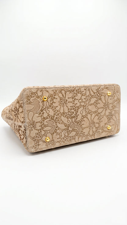 Structured Handbag in Genuine Printed Suede Leather - Made in Italy - Art. 26106