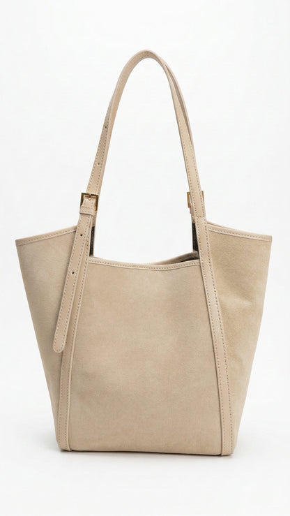 Soft Shoulder Bag in Genuine Suede and Dollaro Leather - Made in Italy - Art. 26076