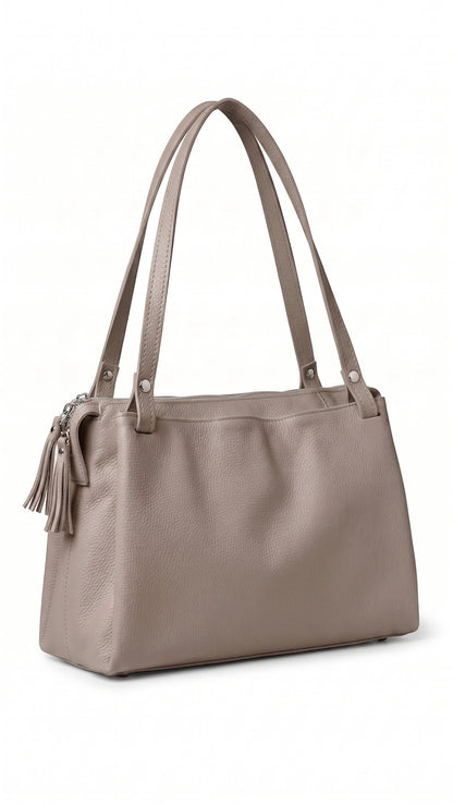 Soft Handbag in Genuine Dollaro Leather - Made in Italy - Art. 26091