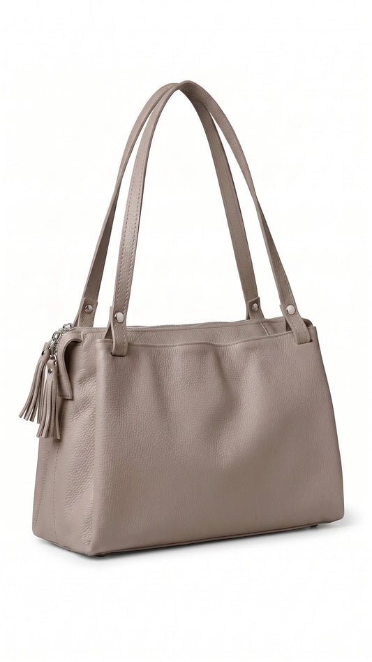 Soft Handbag in Genuine Dollaro Leather - Made in Italy - Art. 26091