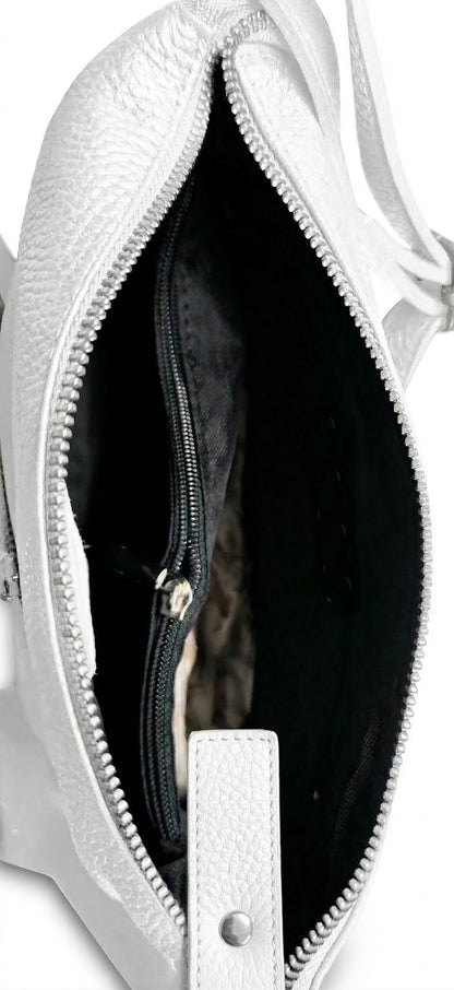 Soft Crossbody Bag in Genuine Dollaro and Croco Leather - Made in Italy - 26067
