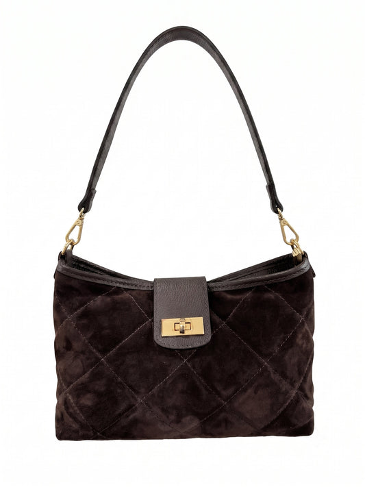 Soft Handbag in Genuine Suede Leather - Made in Italy - Art. 26125