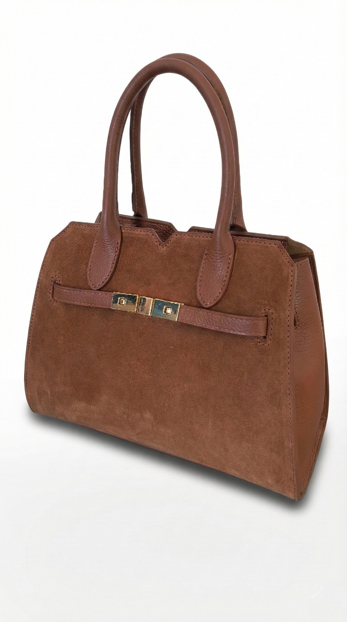 Structured Handbag in Genuine Suede Leather - Made in Italy - Art. 26016SUE