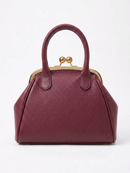 Structured Handbag in Genuine Dollaro Leather - Made in Italy - 26078D