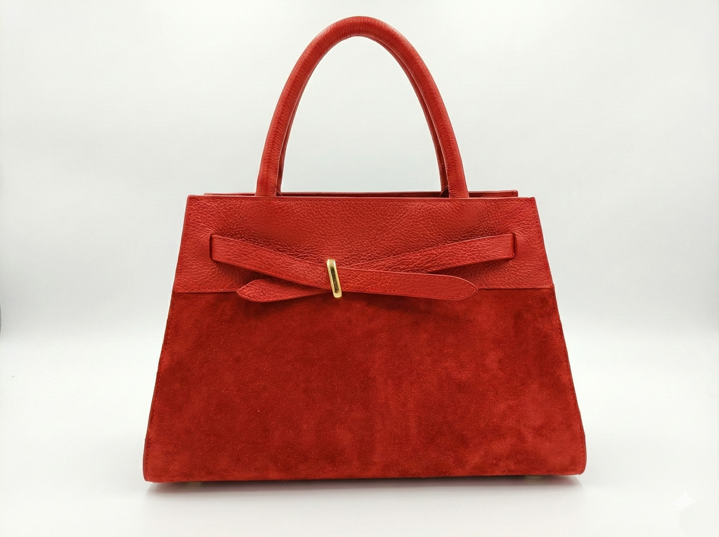Structured Handbag in Genuine Suede Leather - Made in Italy - Art. 26007
