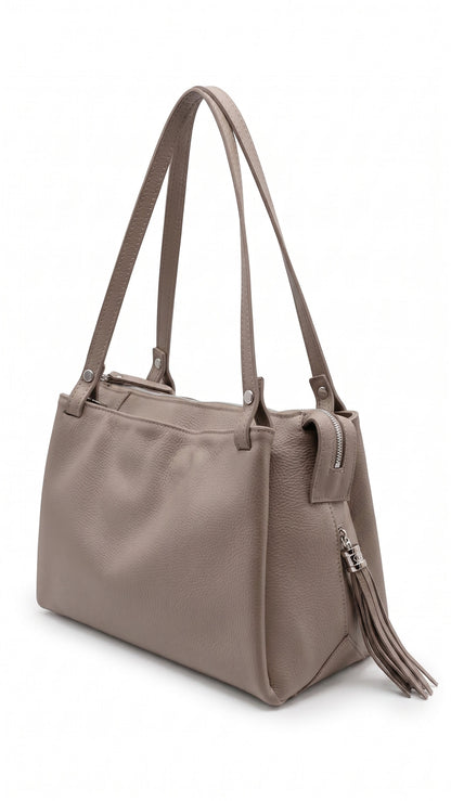 Soft Handbag in Genuine Dollaro Leather - Made in Italy - Art. 26091
