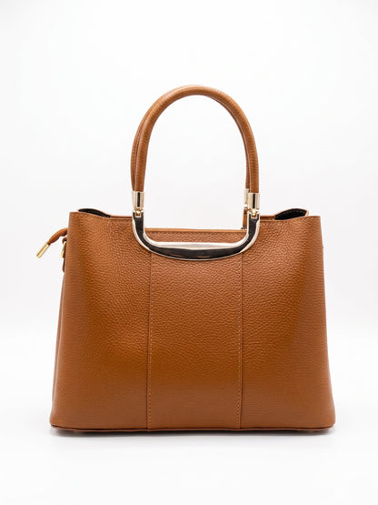 Structured Handbag in Genuine Dollaro Leather - Made in Italy - Art. 26131