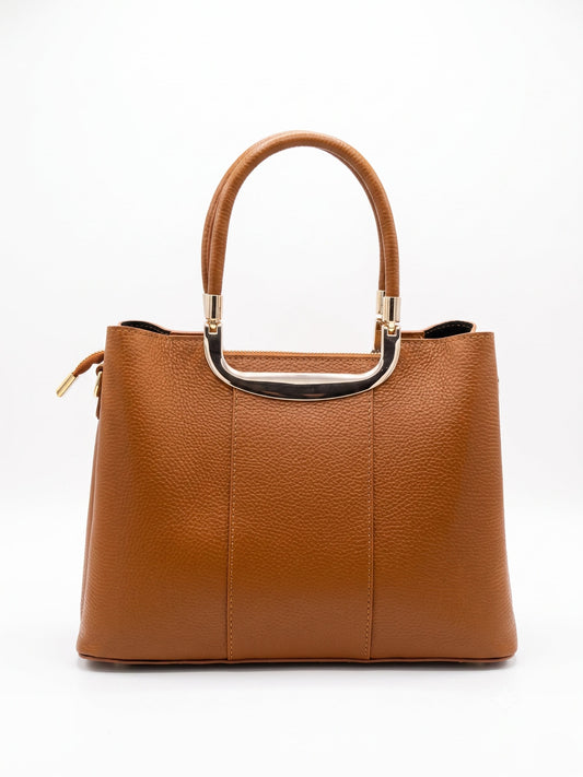Structured Handbag in Genuine Dollaro Leather - Made in Italy - Art. 26131