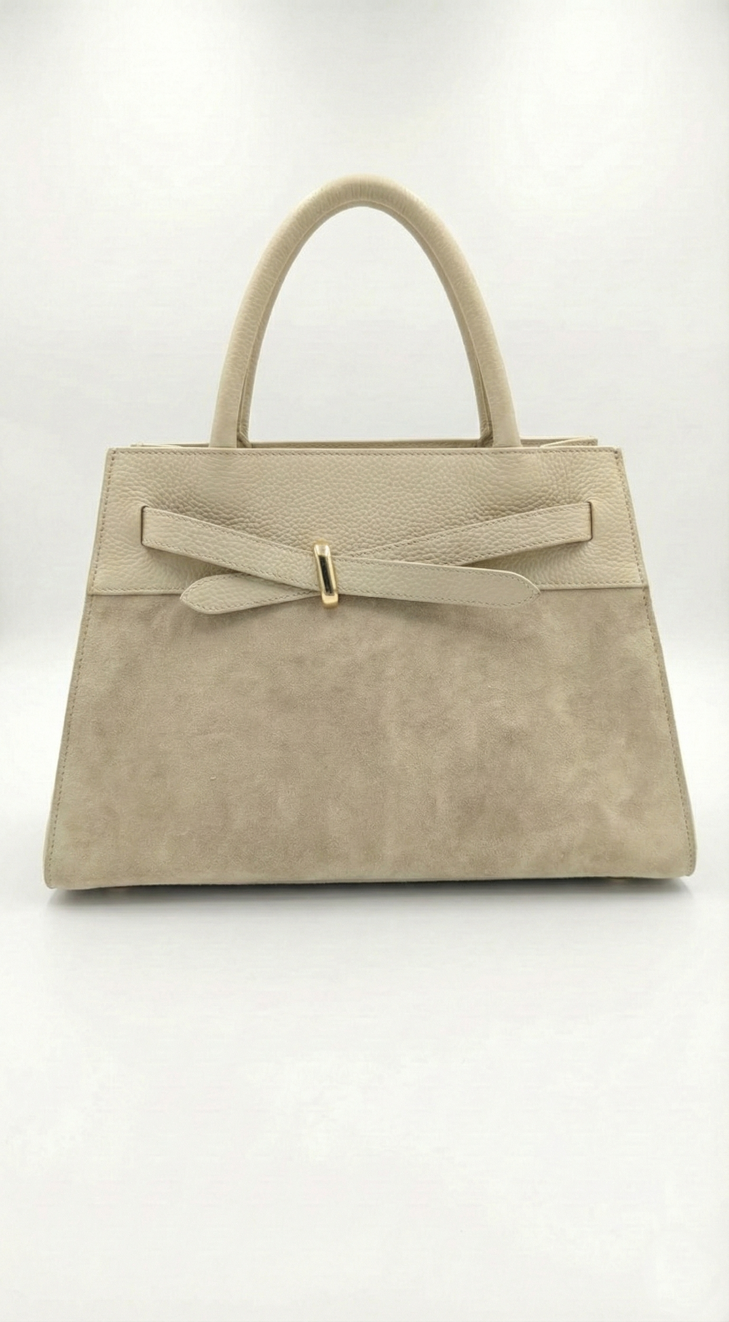 Structured Handbag in Genuine Suede Leather - Made in Italy - Art. 26007