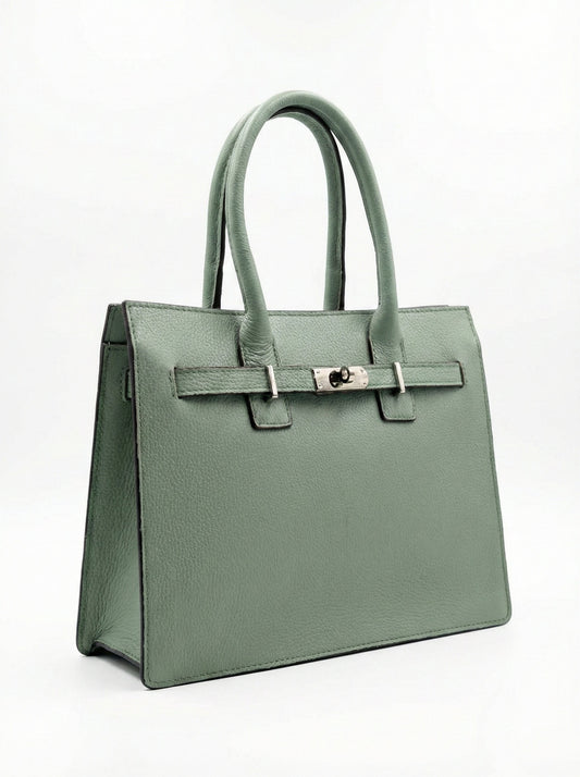 Structured Shoulder Bag in Genuine Dollaro Leather - Made in Italy - Art. 26045