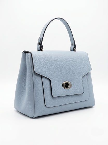 Structured Handbag and Shoulder Bag in Genuine Dollaro Leather - Made in Italy - Art. 26138