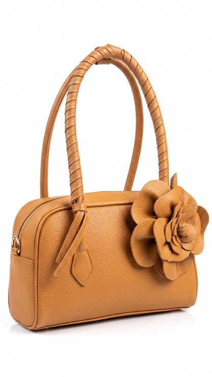 Structured Shoulder Bag in Genuine Dollaro Leather - Made in Italy - Made in Italy - Art. 26094