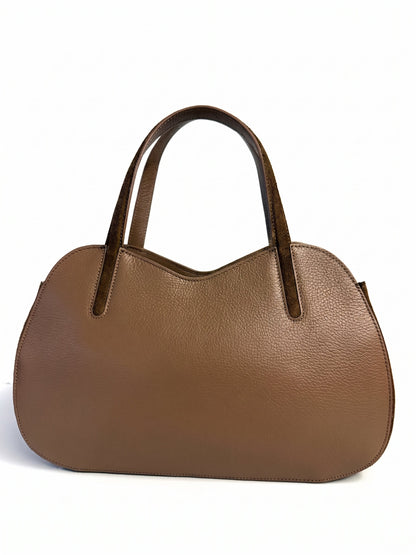 Structured Handbag in Genuine Dollaro and Suede Leather - Made in Italy - Art. 26126