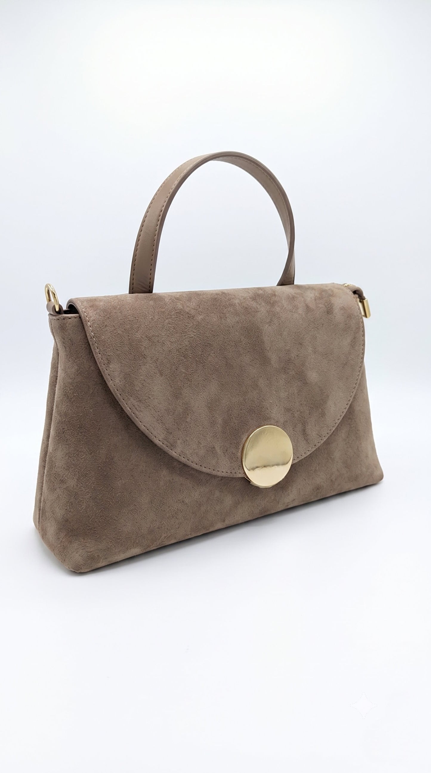 Structured Handbag in Genuine Suede and Dollaro Leather - Made in Italy - Art. 26042