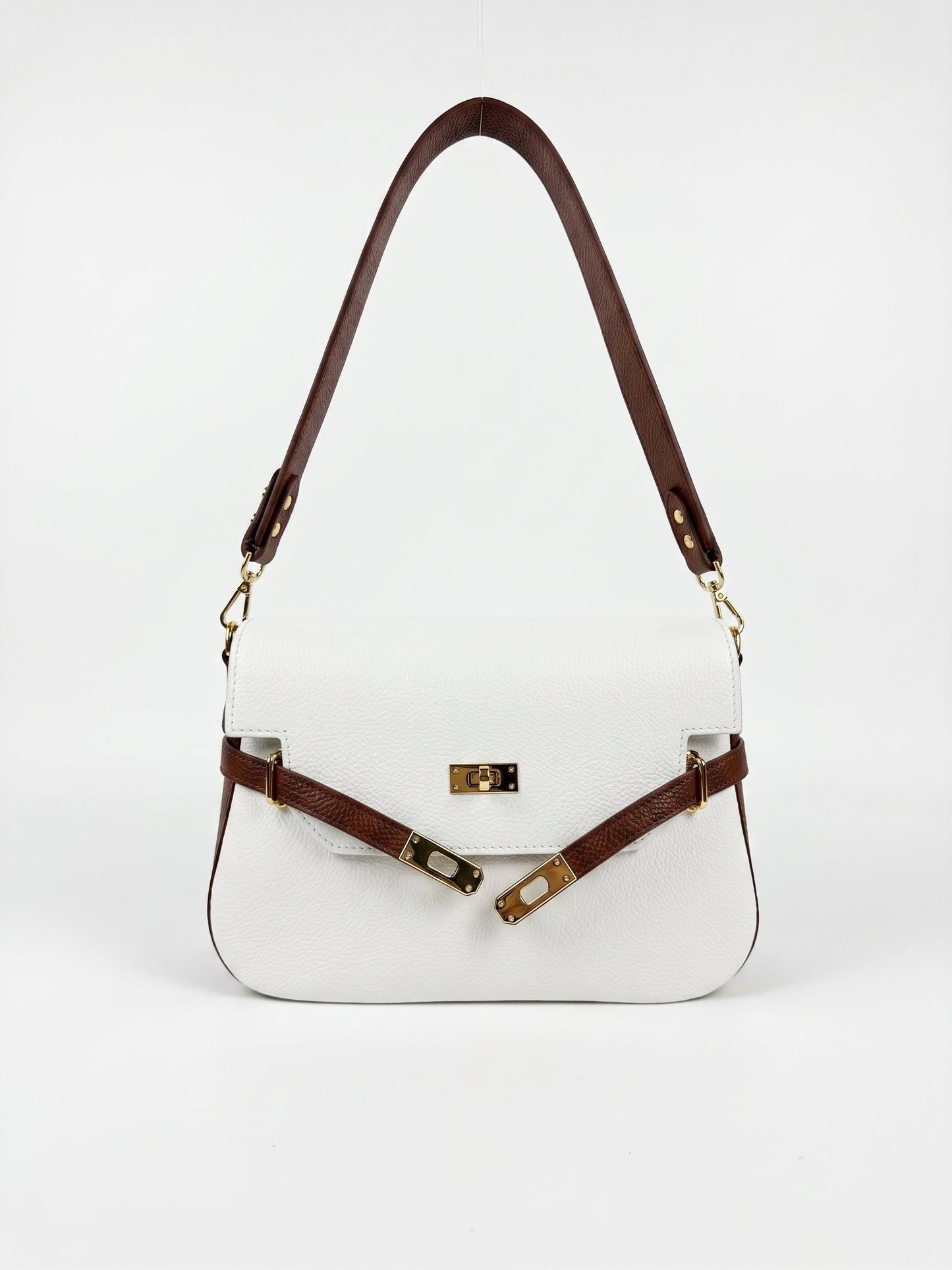 Structured Shoulder Bag in Genuine Dollaro Leather - Made in Italy - Art. 26102