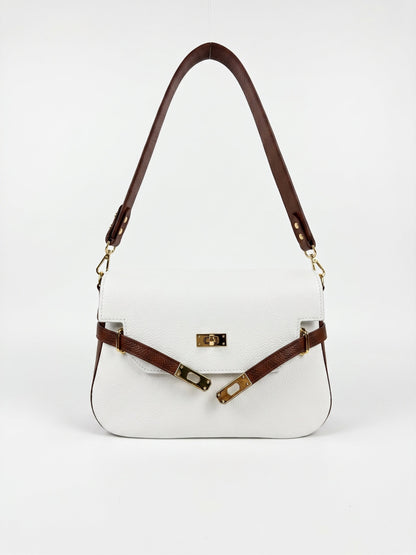 Structured Shoulder Bag in Genuine Dollaro Leather - Made in Italy - Art. 26102
