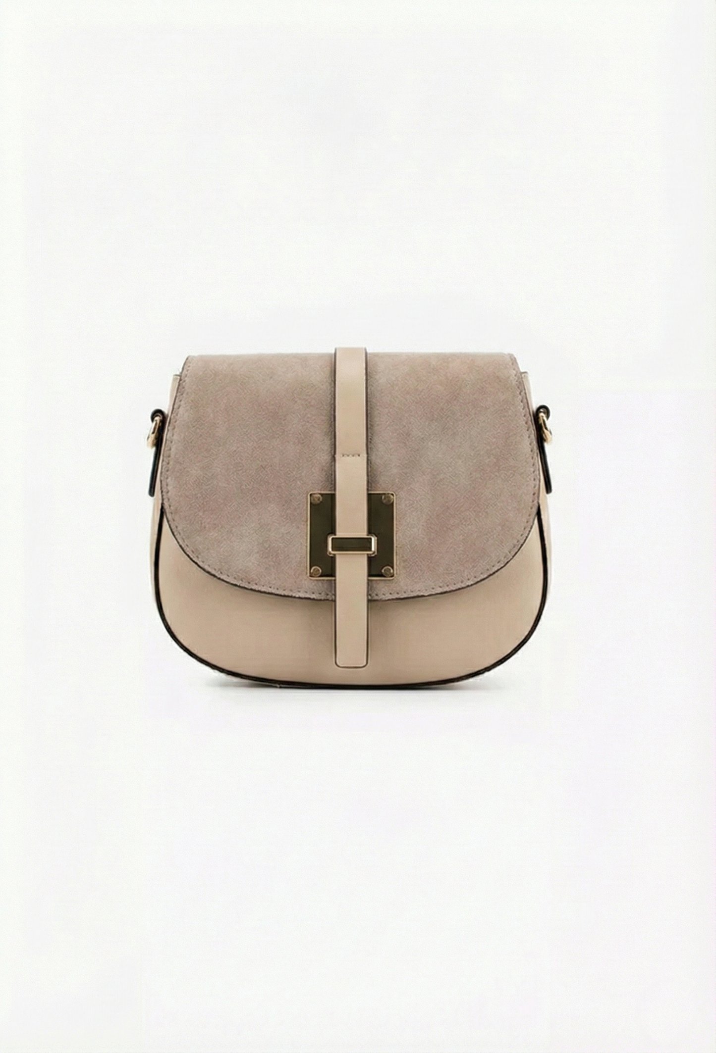 Structured Crossbody Bag in Genuine Suede and Dollar Leather - Made in Italy - 25373