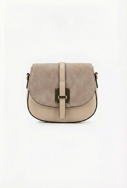 Structured Crossbody Bag in Genuine Suede and Dollar Leather - Made in Italy - 25373
