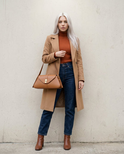 Structured Handbag in Genuine Suede Leather - Made in Italy - Art. 26129