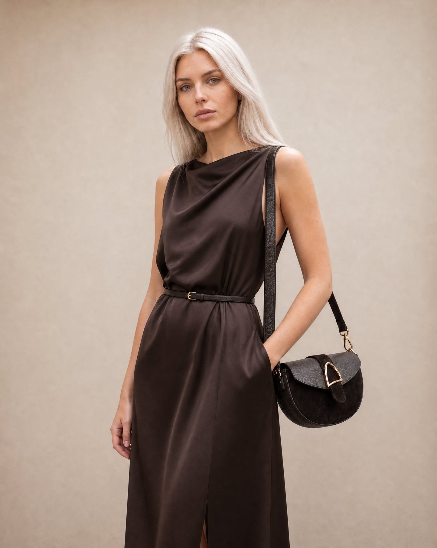 Structured Crossbody Bag in Genuine Suede and Dollaro Leather - Made in Italy - Art. 26142