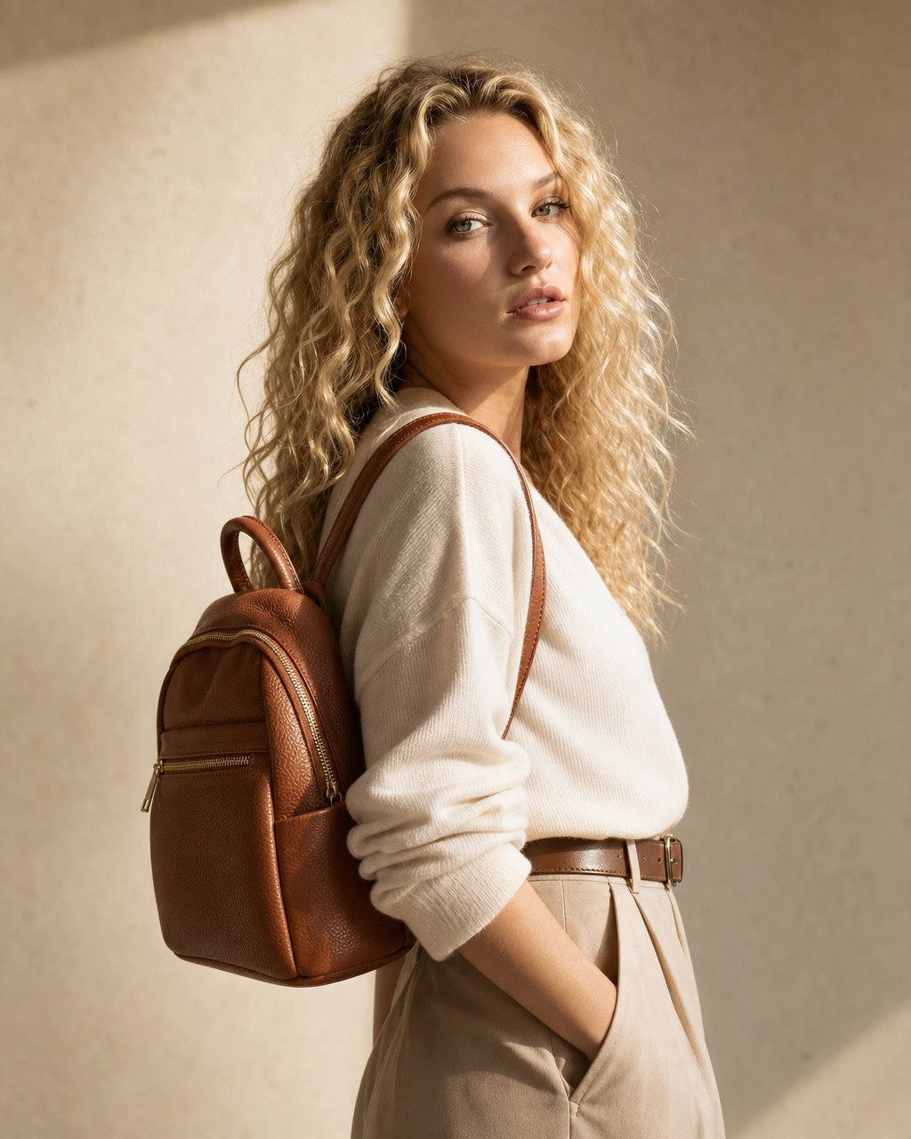 Soft Backpack in Genuine Dollaro Leather - Made in Italy - Art. 26143