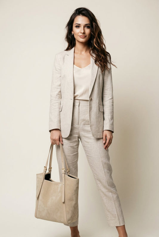 Soft Shoulder Bag in Genuine Suede and Dollaro Leather - Made in Italy - Art. 26076