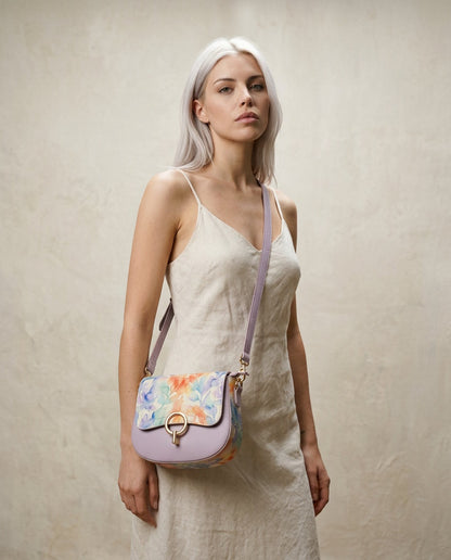 Structured Crossbody Bag in Genuine Dollaro and Savage Leather - Made in Italy - Art. 26122