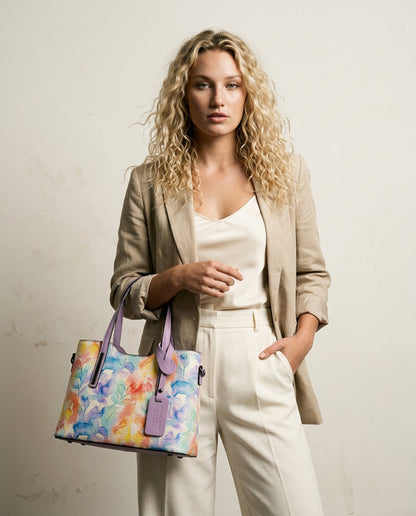 Structured Handbag in Genuine Dollaro Leather - Made in Italy - Art. 26123