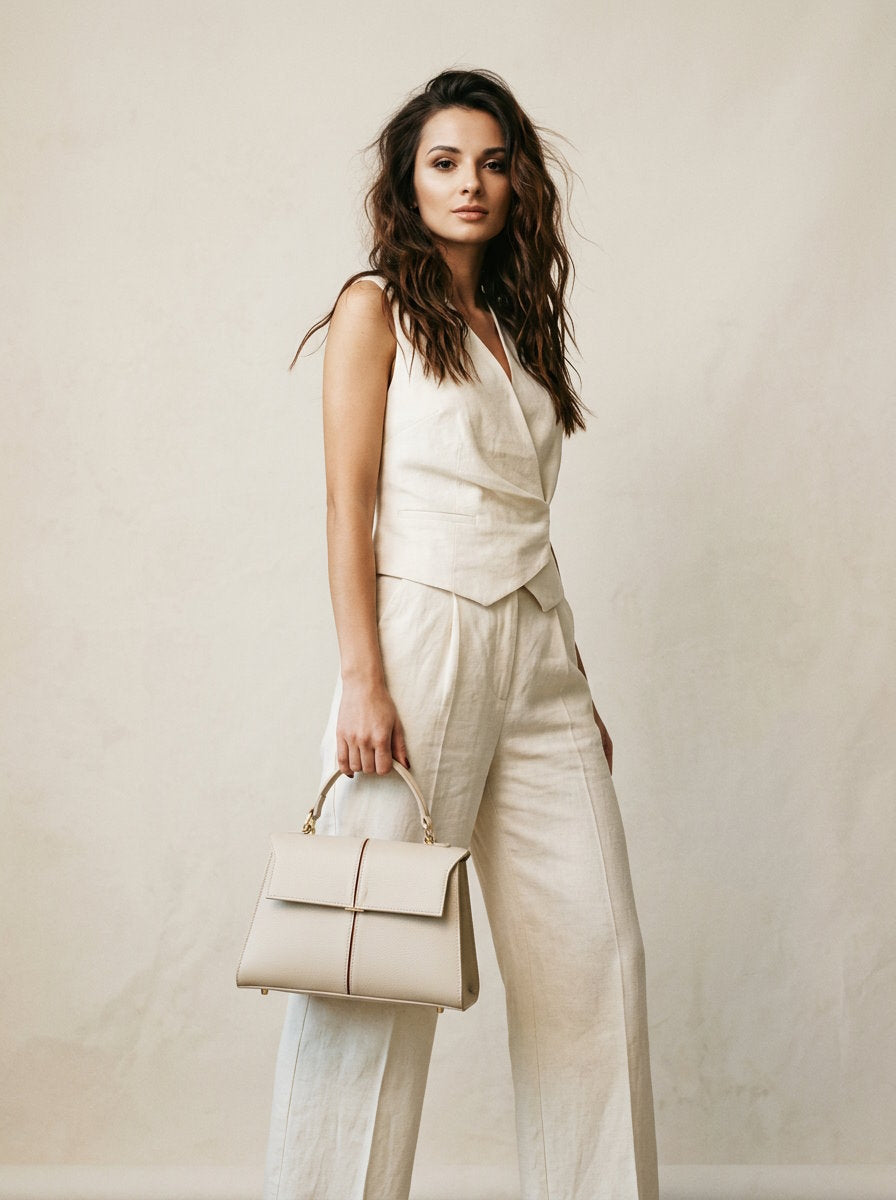 Structured Handbag in Genuine Dollaro Leather - Made in Italy - Art. 26117